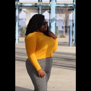 Yellow Long sleeve crop shirt